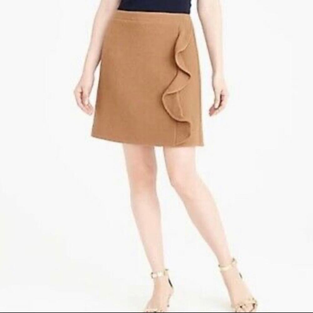 J.Crew Wool-Blend Ruffled Mini Skirt Tan Size 4